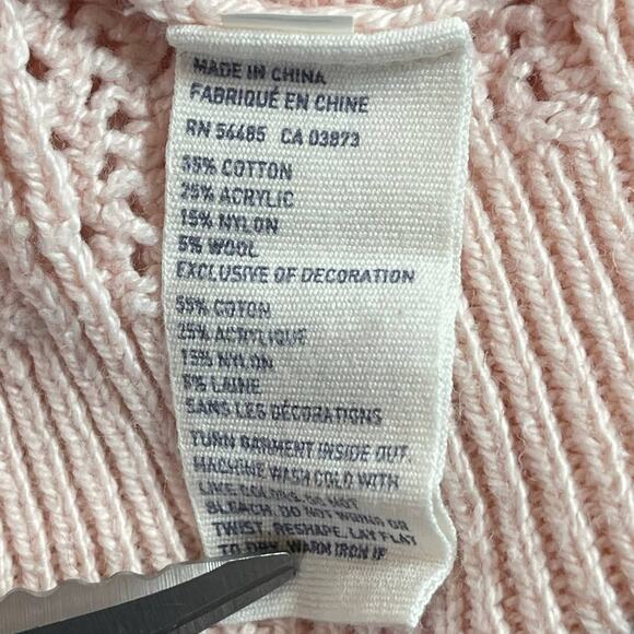 AEO Open Weave Cottagecore Sweater Delicate Pink SM Womens Top Shirt Wool Cotton - Picture 5 of 7